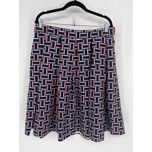 Draper James ELOQUII Womens Geo Pleated Skirt Red White Blue Size 16